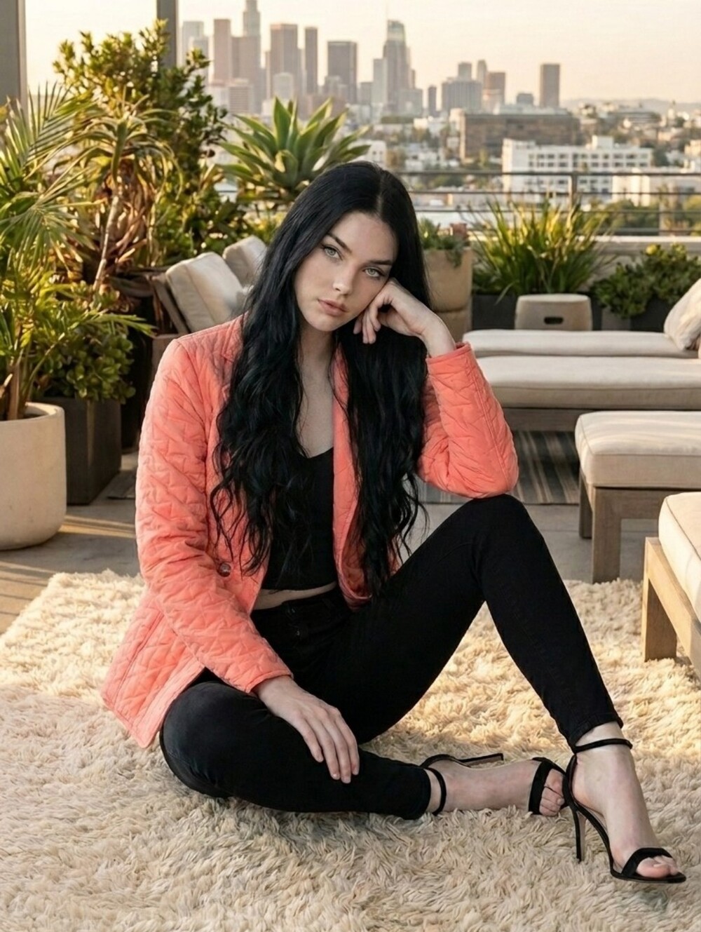 EUC Talbots Size Small Double Breasted Coral Quilted Blazer!